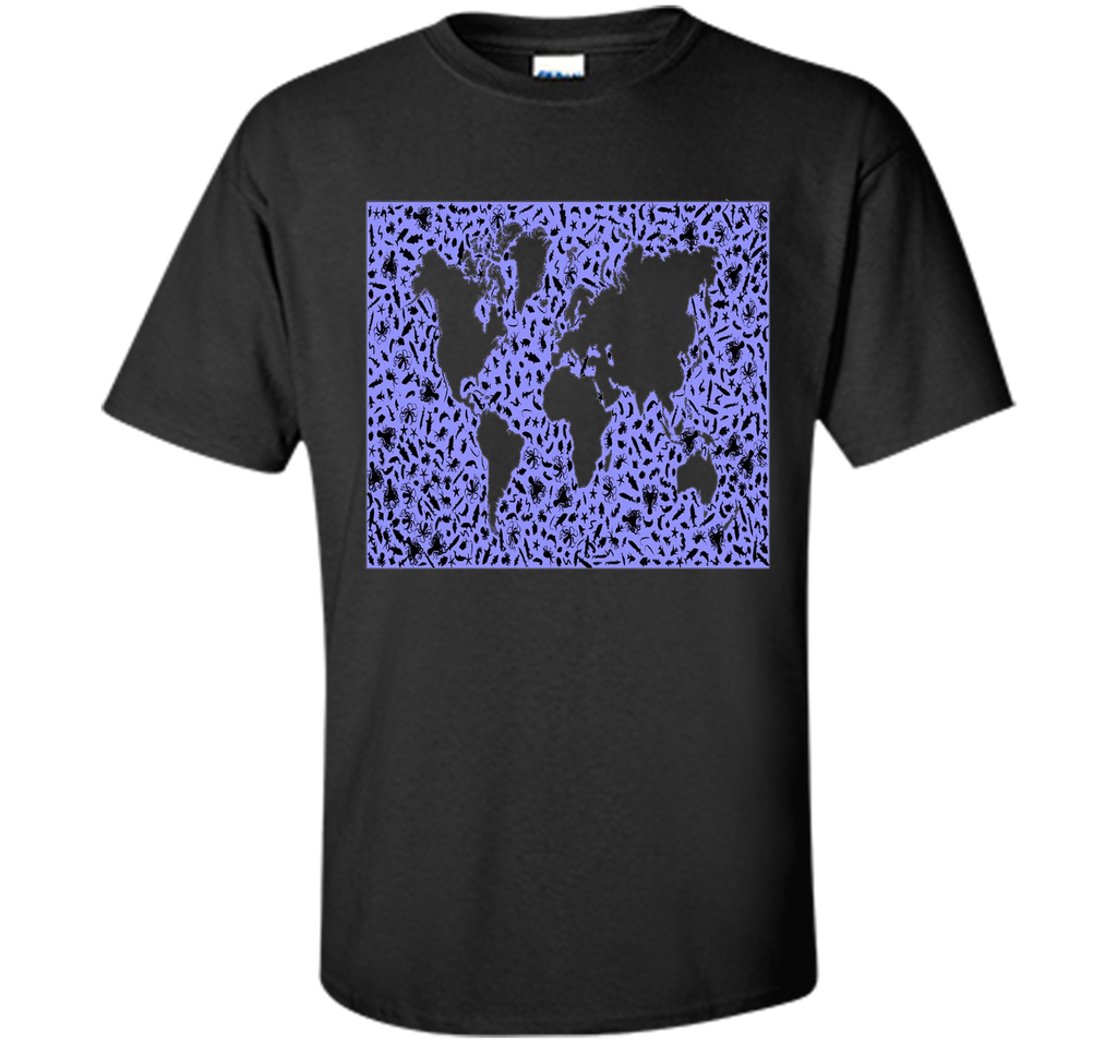 Marine Animals T-Shirt World Map Biology Sea Ocean Fish Tee