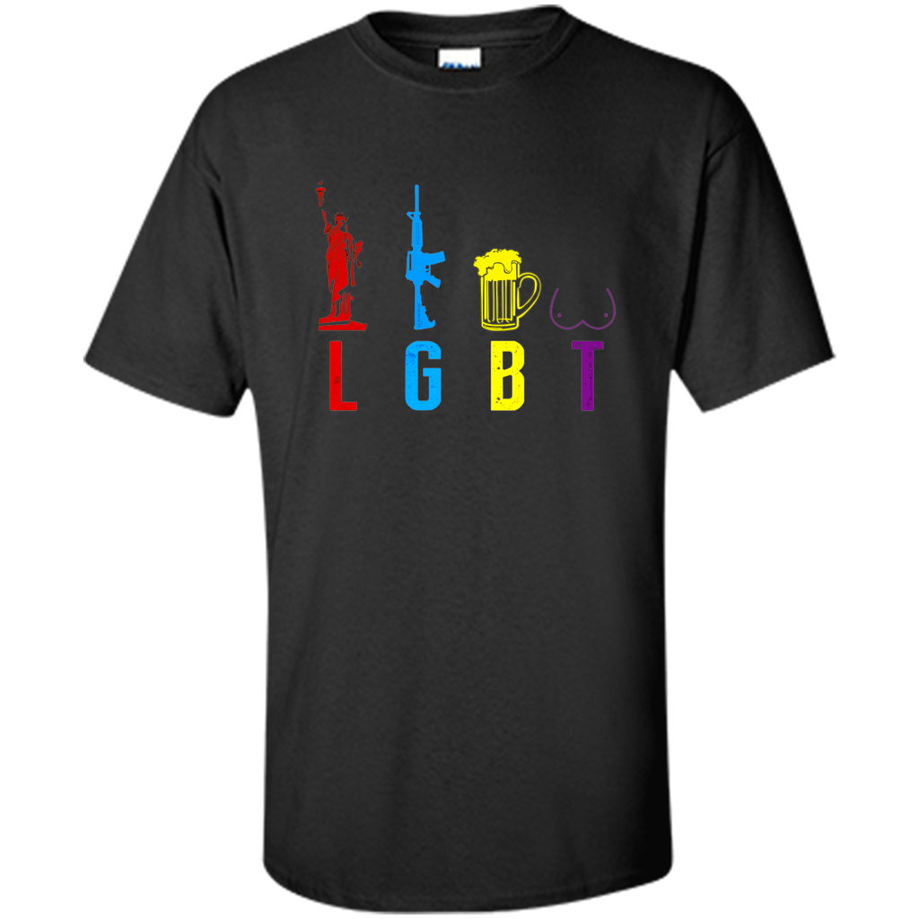 Liberty Gun Beer Funny T-shirt America - LGBT