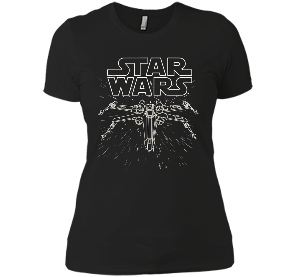Star Wars X-Wing Fly Through Logo Lineart Graphic T-Shirt