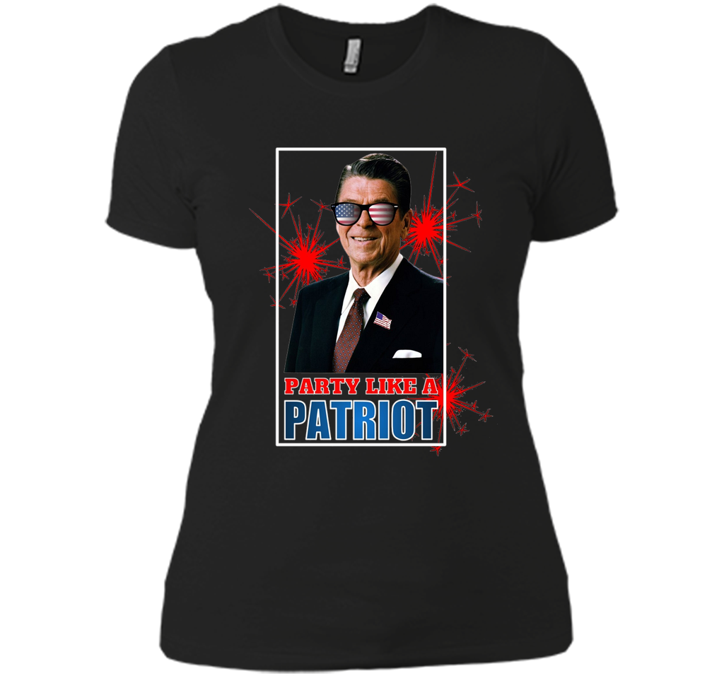 July 4th Party Like A Patriot Ronald Reagan Sunglass T-Shirt