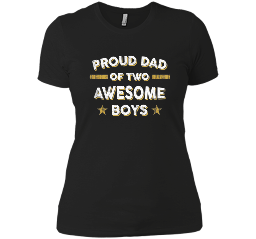 Men's Proud Dad of 2 Two Awesome Boys T Shirt (Father Papa Daddy)