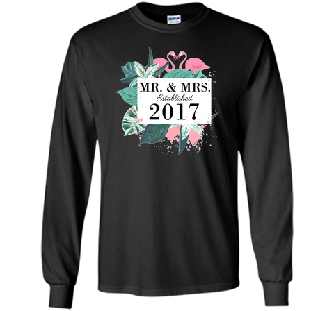 Mr.& Mrs. est.2017 Anniversary T-Shirt for Flamingo lovers