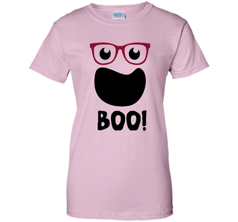 Halloween Ghost with Hipster Glasses  t-shirt Ladies Custom