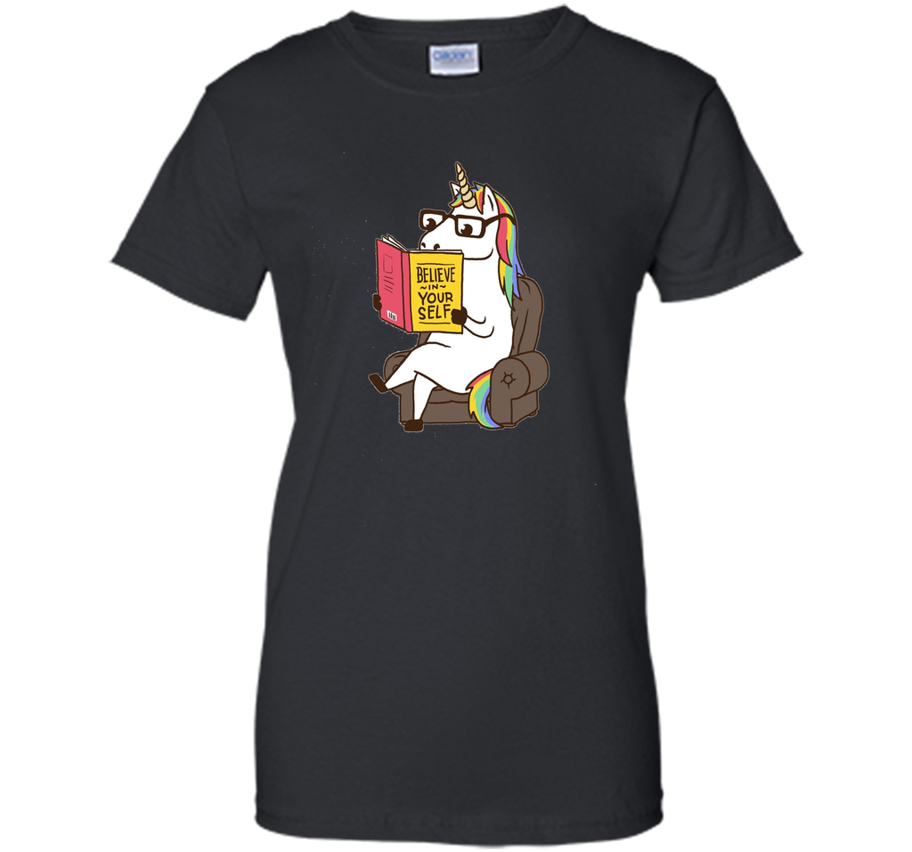 Unicorn Shirt Believe in Yourself Motivational Book Lover