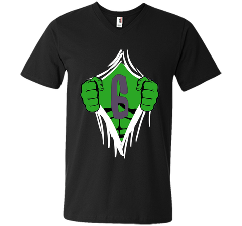 Green Man Chest Superhero Birthday Shirt For 6 Year Old Boys