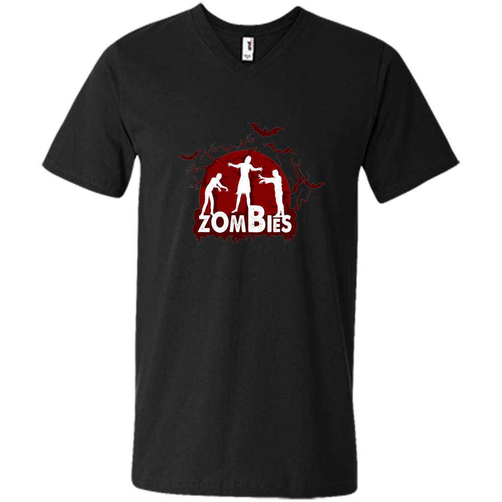 welcome to homeland of zombies, halloween Mens Printed V-Neck T