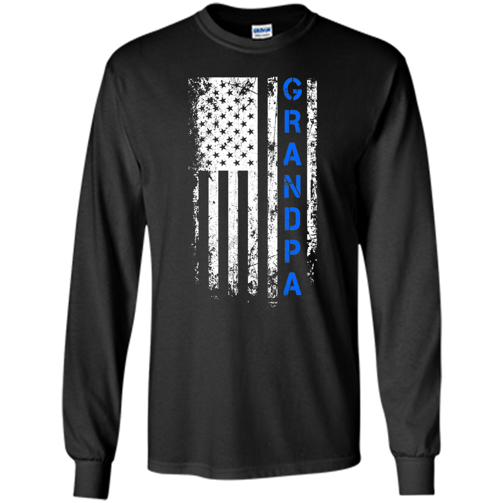 Father's Day Gift American Blue Grandpa flag t-shirt