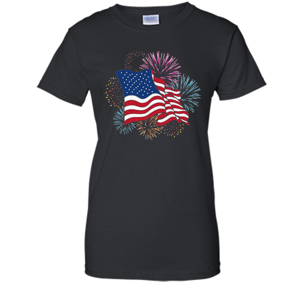 American Flag Patriotic T-Shirt Fireworks