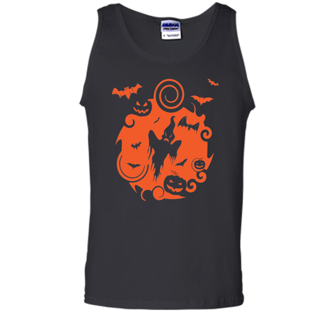 Abstract Halloween Pumpkins Bats Ghost Scene Tank Top
