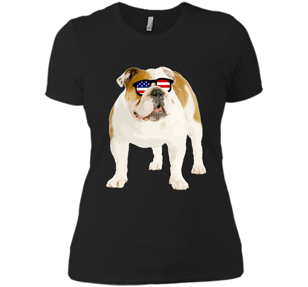 Patriotic Bulldog American Flag Sunglasses 4th of July Shirt
