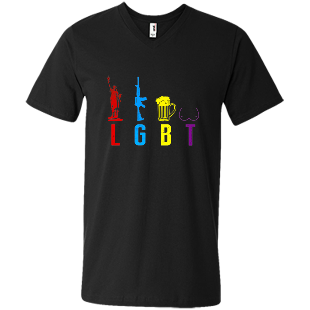 Liberty Gun Beer Funny T-shirt America - LGBT
