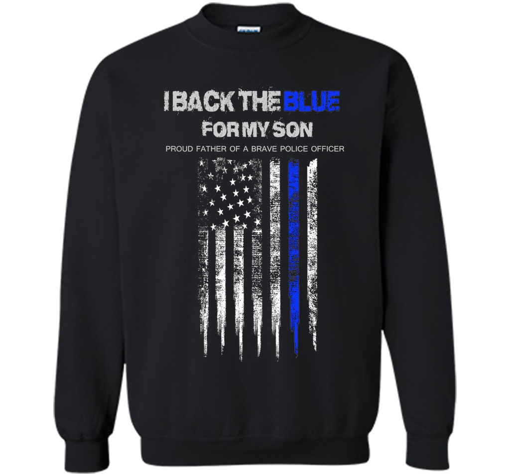 Men's I Back The Blue for My Son thin blue line police dad t-shirt