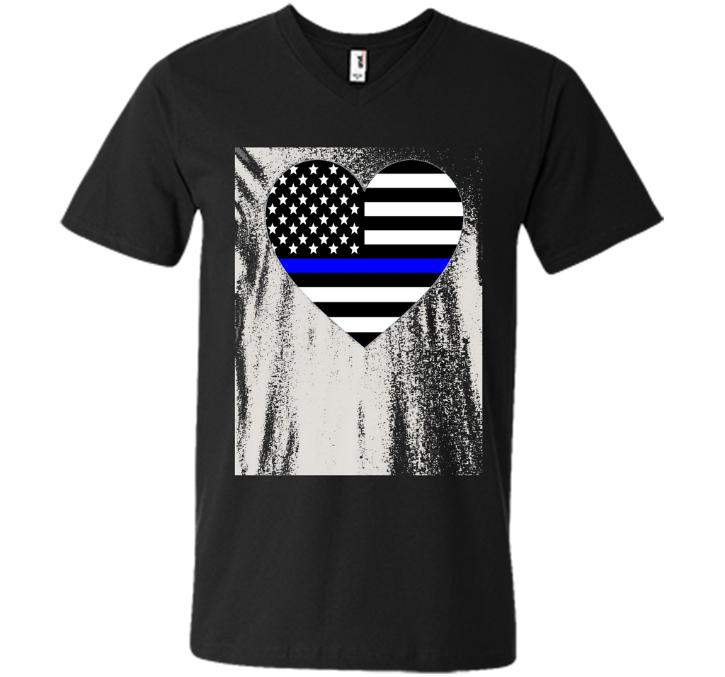 Thin Blue Line Police Support Love Heart T-shirt.