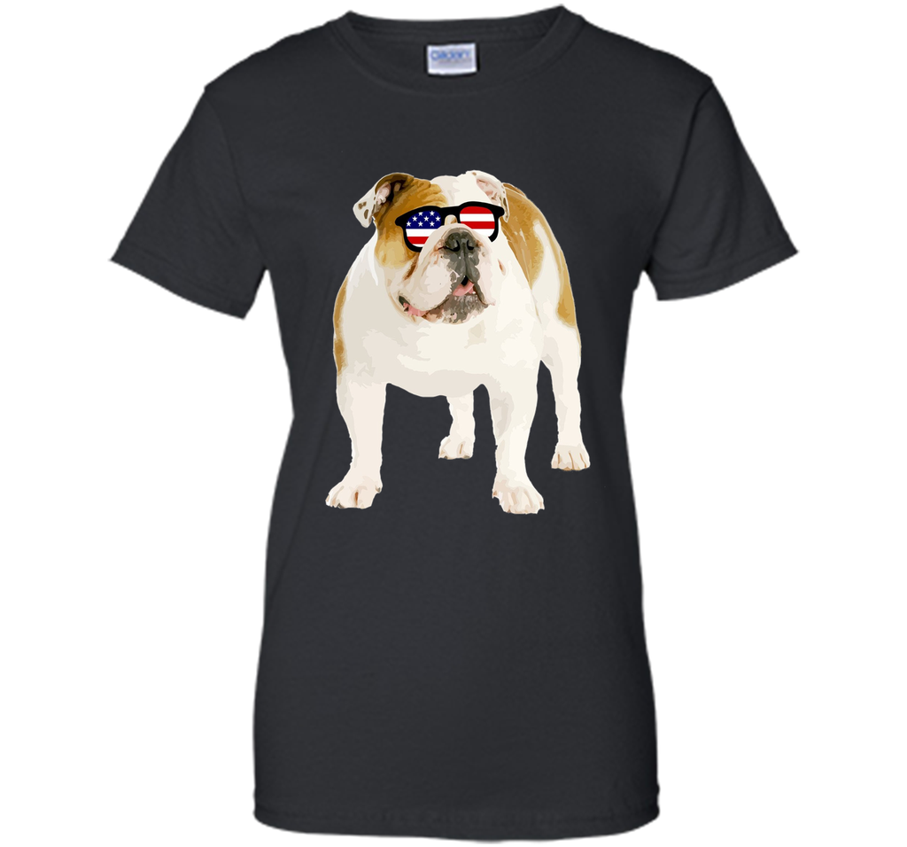 Patriotic Bulldog American Flag Sunglasses 4th of July Shirt