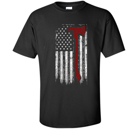 Distressed Firefighter Red Line USA Flag Graphic Shirt