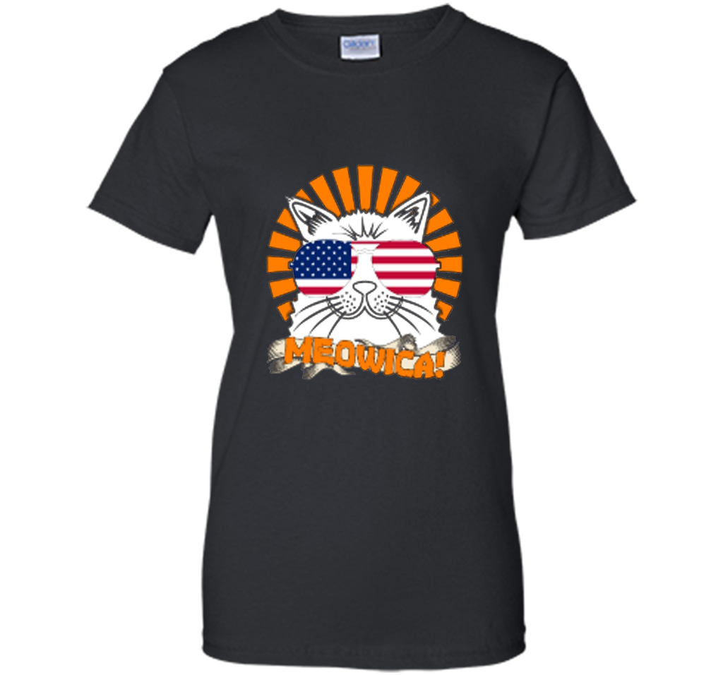 Cat 4th of July Meowica Shirt Funny Patriotic Cat Sunglasses