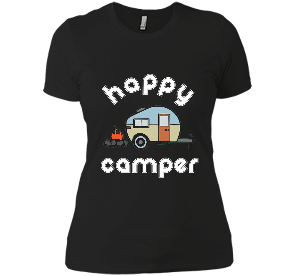 Happy Camper Camping T-shirt - Camper Trailer Fire Tee