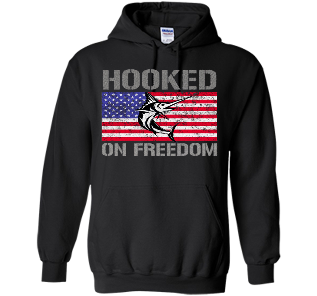 Hooked on Freedom American Flag Fishing Shirt 4th July