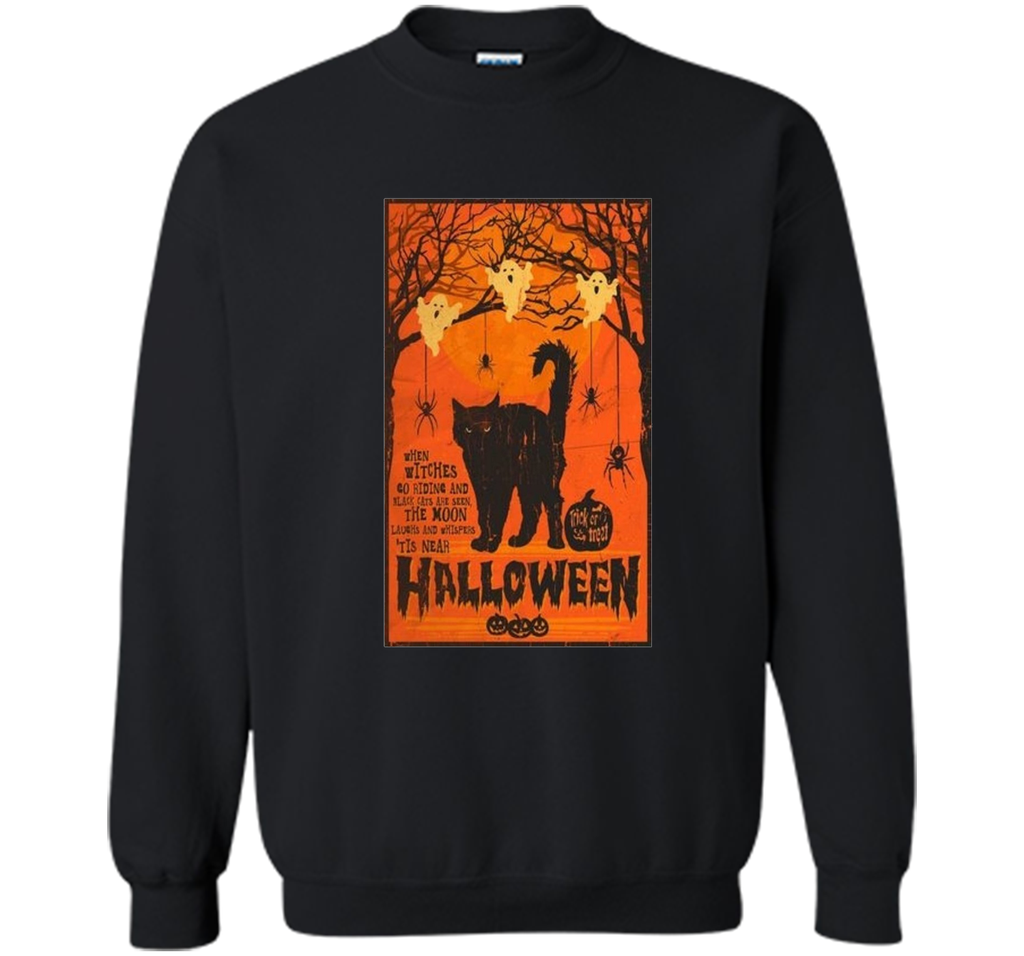 Vintage Style Black Cat, Ghost, Spiders Halloween Sweatshirt