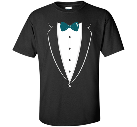 Black And White Tuxedo With Teal Bow tie Novelty T Shirt