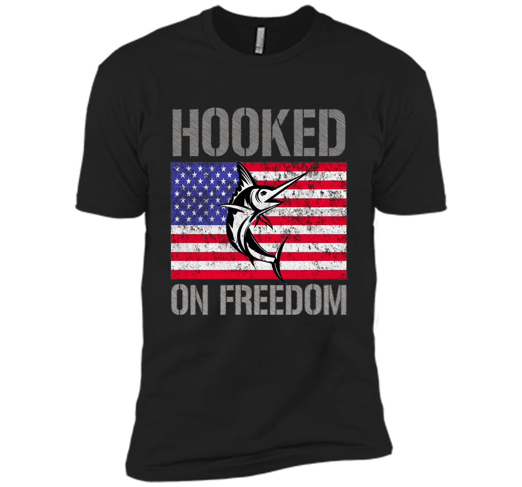 Hooked on Freedom American Flag Fishing Shirt 4th July