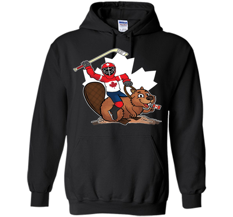 Canadian Maple Leaf Tee - Hockey Player Riding Beaver Shirt