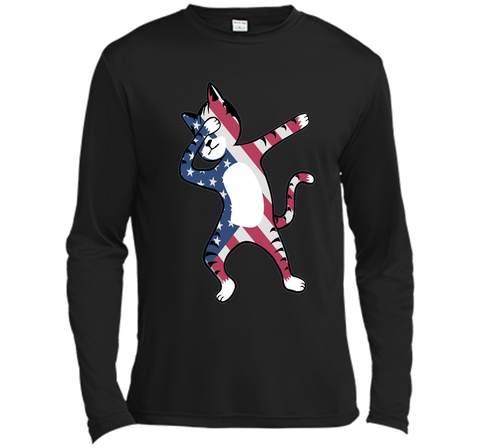 Funny Dabbing Cat American Flag Shirt 4th of July Clothing