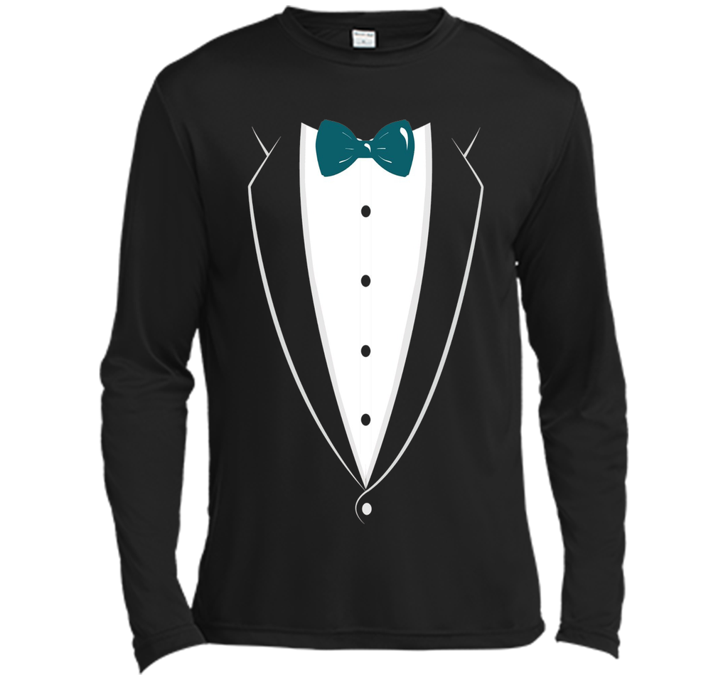 Black And White Tuxedo With Teal Bow tie Novelty T Shirt