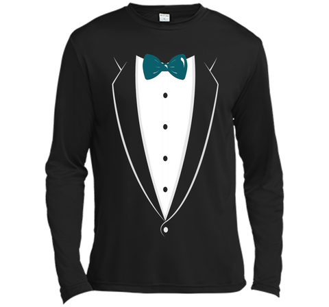 Black And White Tuxedo With Teal Bow tie Novelty T Shirt