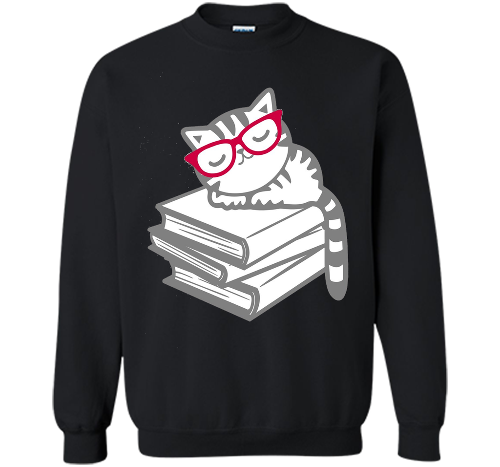 Cat Book Nerd Reader with Glasses Cute Geek Funny T-Shirt