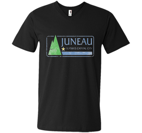 City Flag of Juneau Alaska Travel T Shirt Mens Printed V-Neck T SHIRT