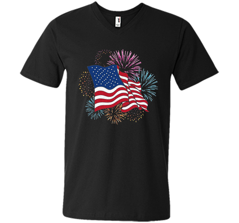 American Flag Patriotic T-Shirt Fireworks