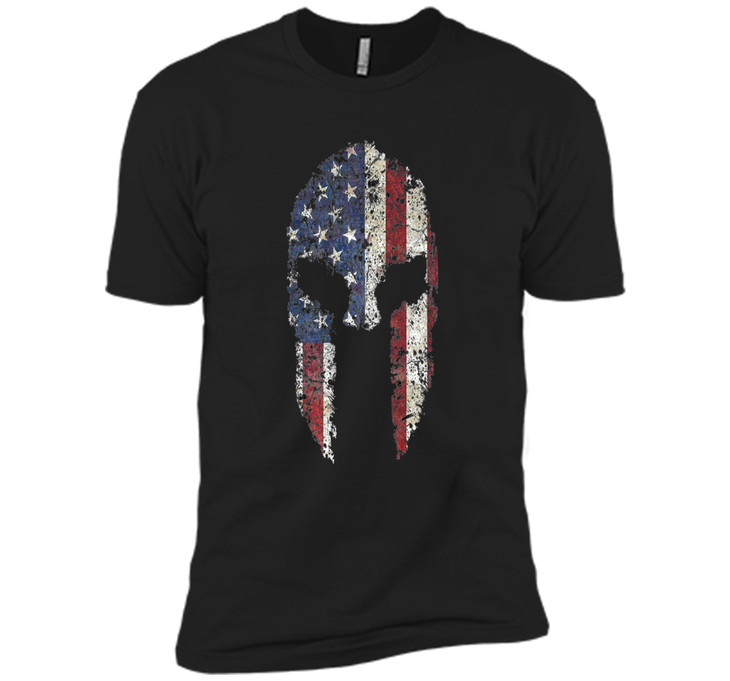 American Spartan Warrior Helmet Patriotic Flag T-Shirt