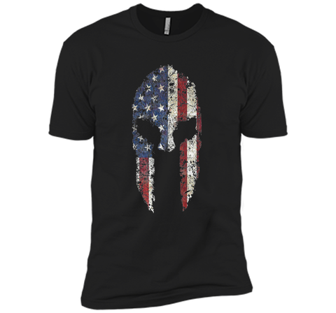 American Spartan Warrior Helmet Patriotic Flag T-Shirt
