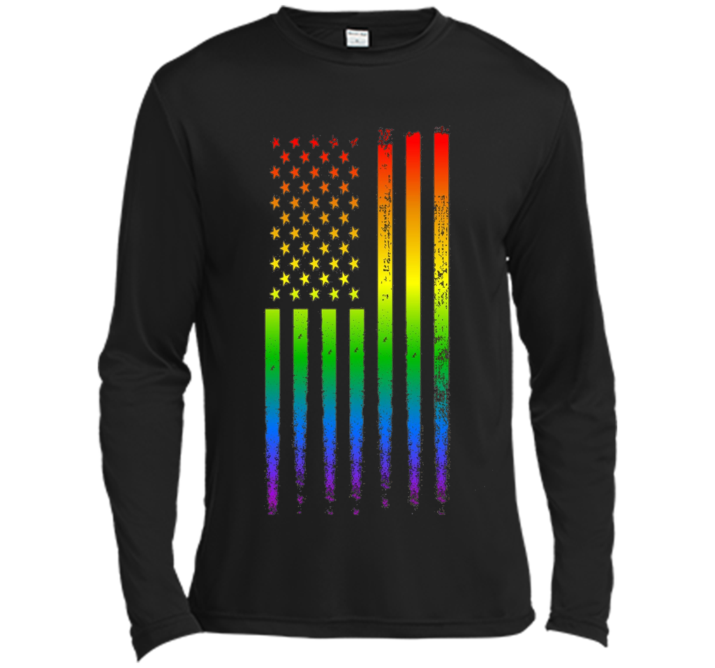 LGBT American Flag Pride Rainbow T Shirt Gay Lesbian Trans
