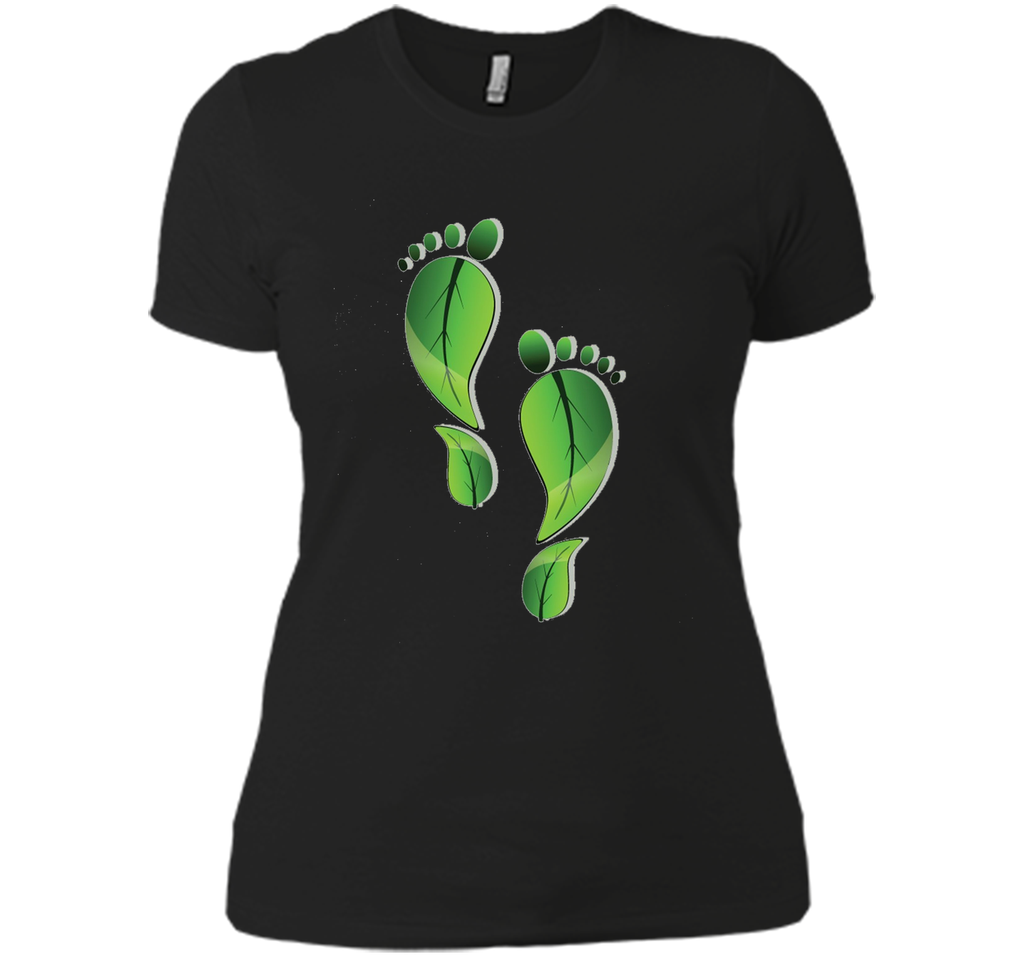 Green Leaf Foot Prints Environmental T Shirt