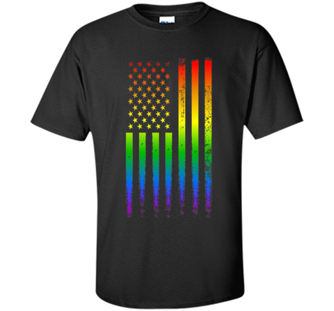 LGBT American Flag Pride Rainbow T Shirt Gay Lesbian Trans