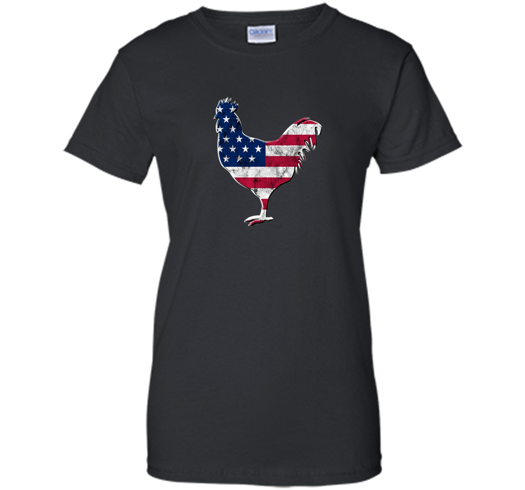Chicken USA Flag Shirt Rooster 4th of July for Women Men