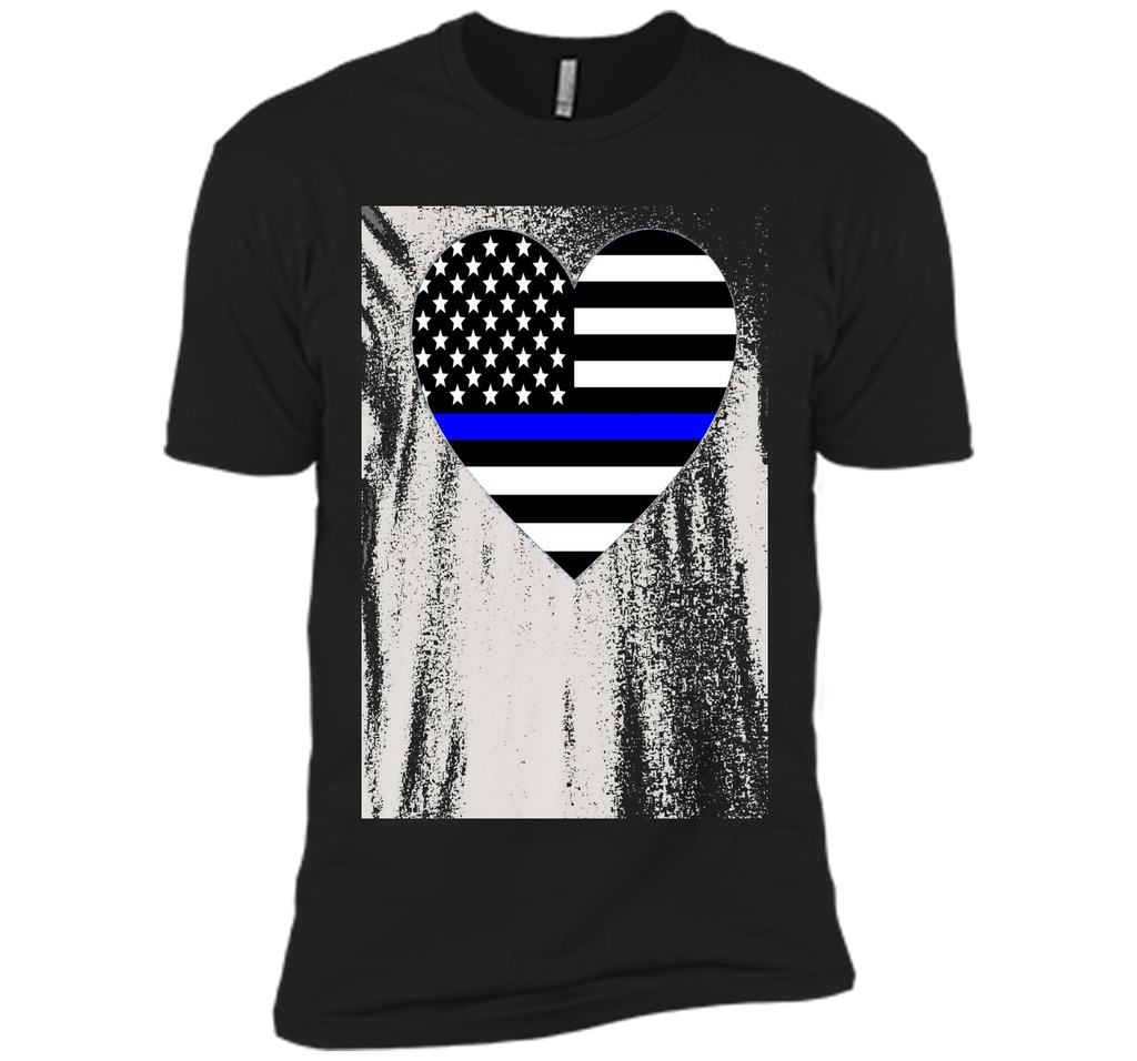 Thin Blue Line Police Support Love Heart T-shirt.
