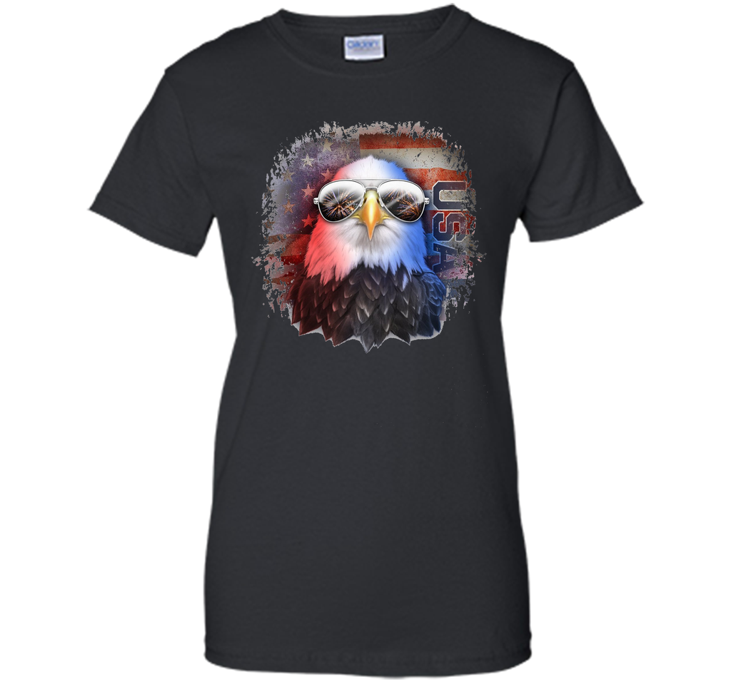 American Flag Bald Eagle Aviator Sunglasses Grungy T-Shirt