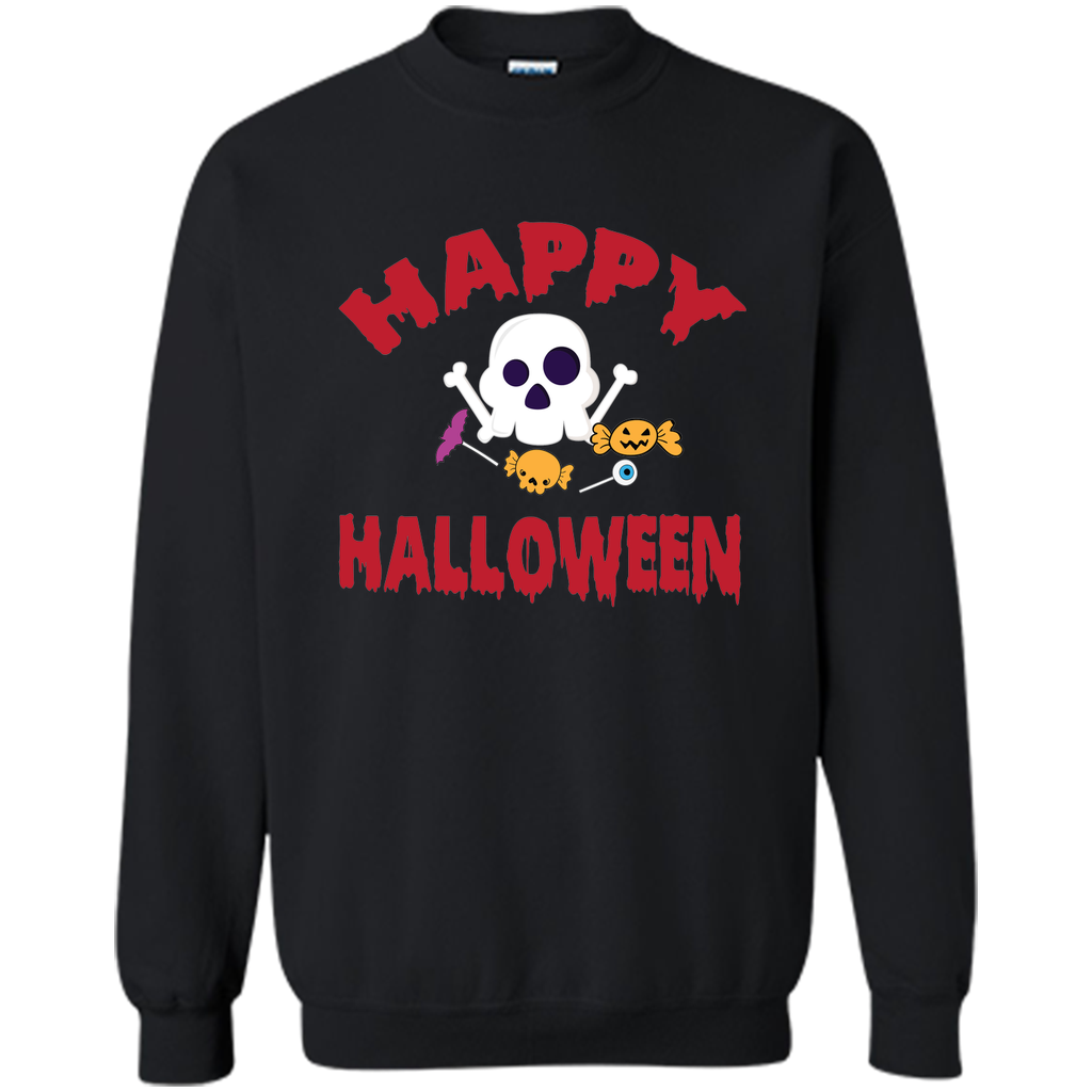 happy halloween, we are friendly friends Printed Crewneck Pullover Sweatshirt 8 oz