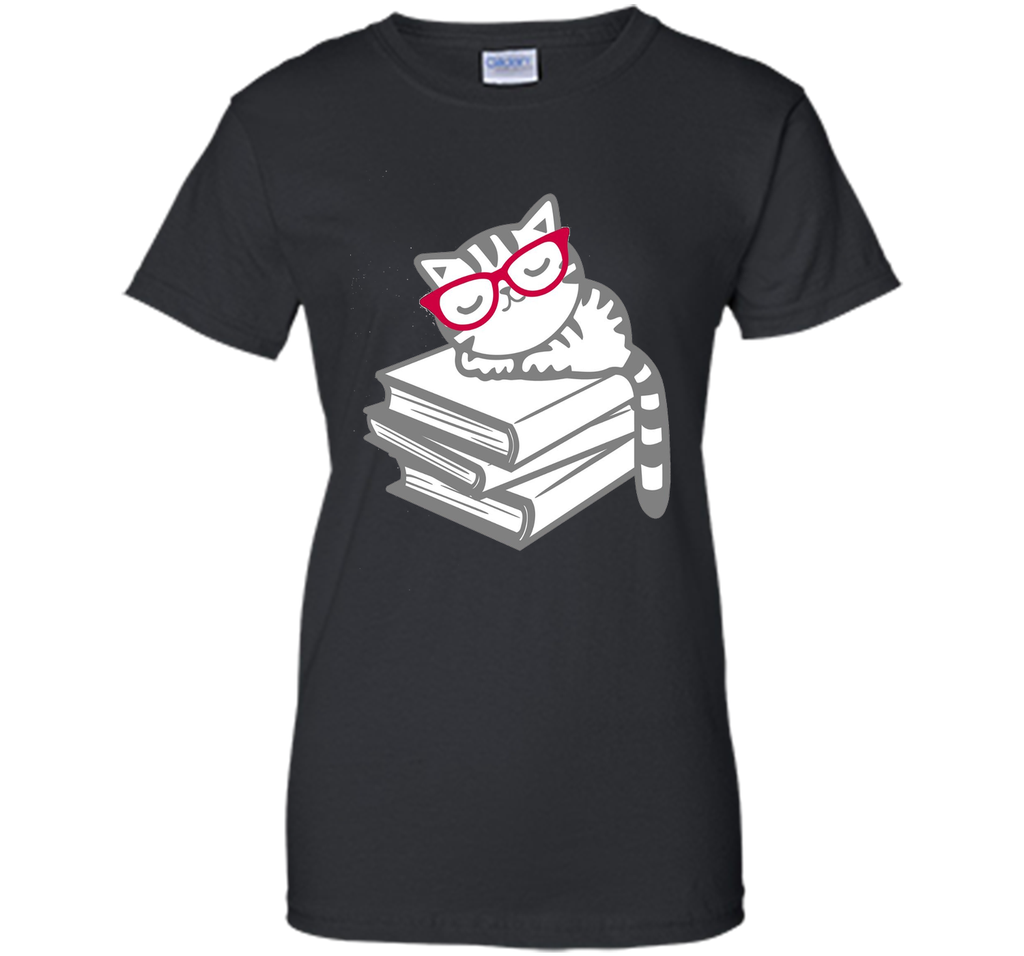 Cat Book Nerd Reader with Glasses Cute Geek Funny T-Shirt