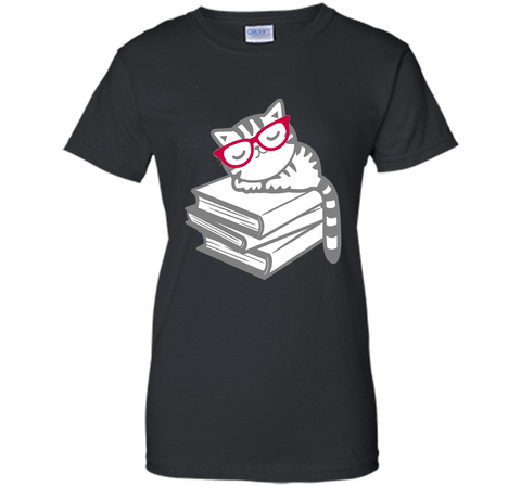 Cat Book Nerd Reader with Glasses Cute Geek Funny T-Shirt