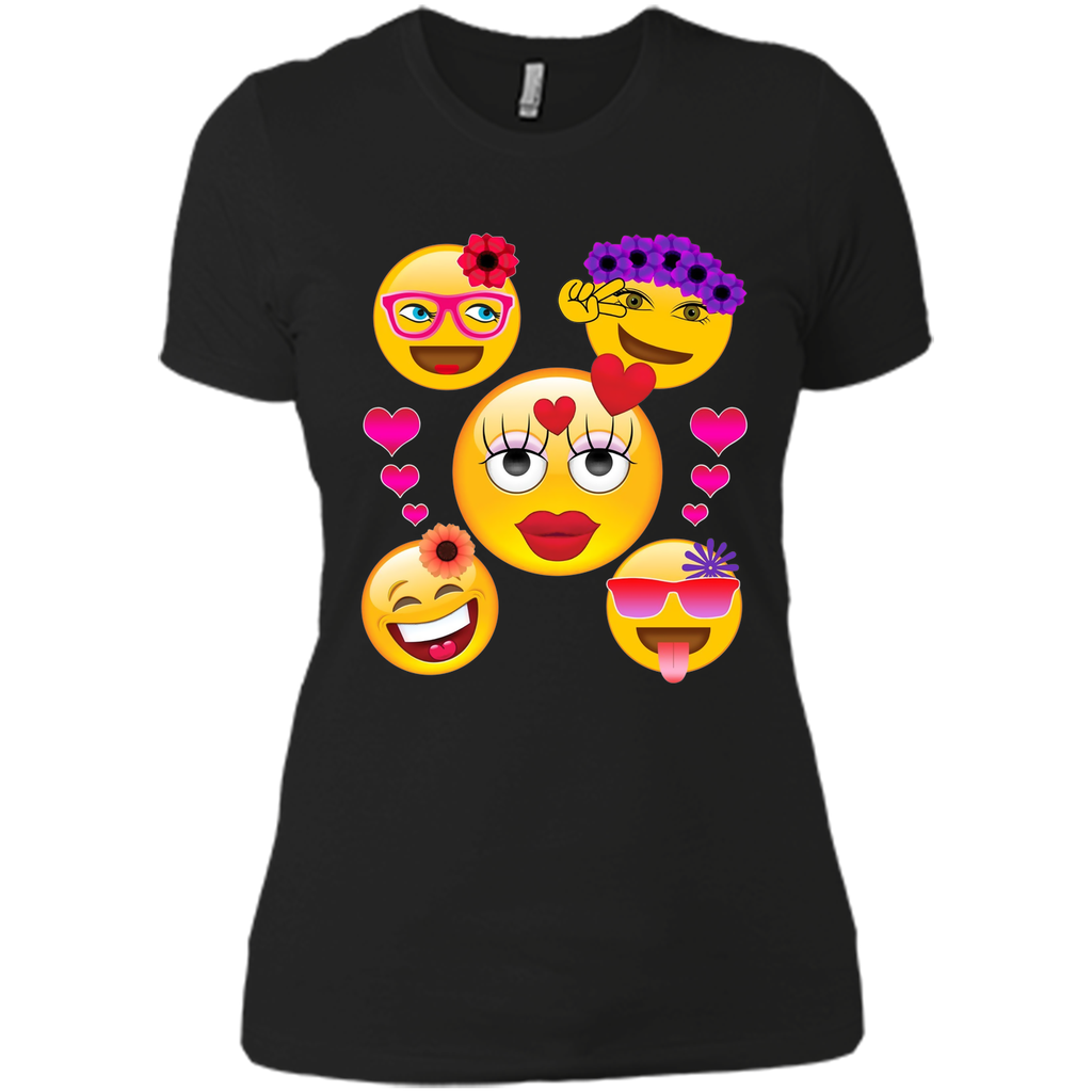 Cute Emoji Face Collage T-Shirt for Girls and Women
