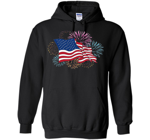 American Flag Patriotic T-Shirt Fireworks