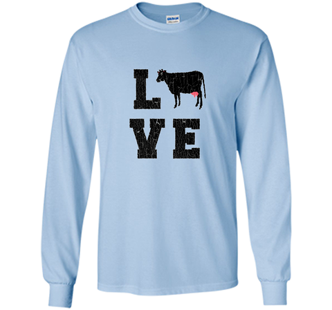 I Love Heart Cow Funny T-shirt vintage cattle Farmer Tee
