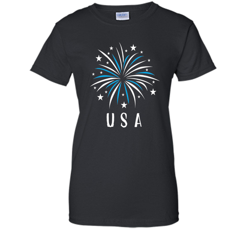 Fireworks USA Shirt 4th of July Clothing for Women Kids