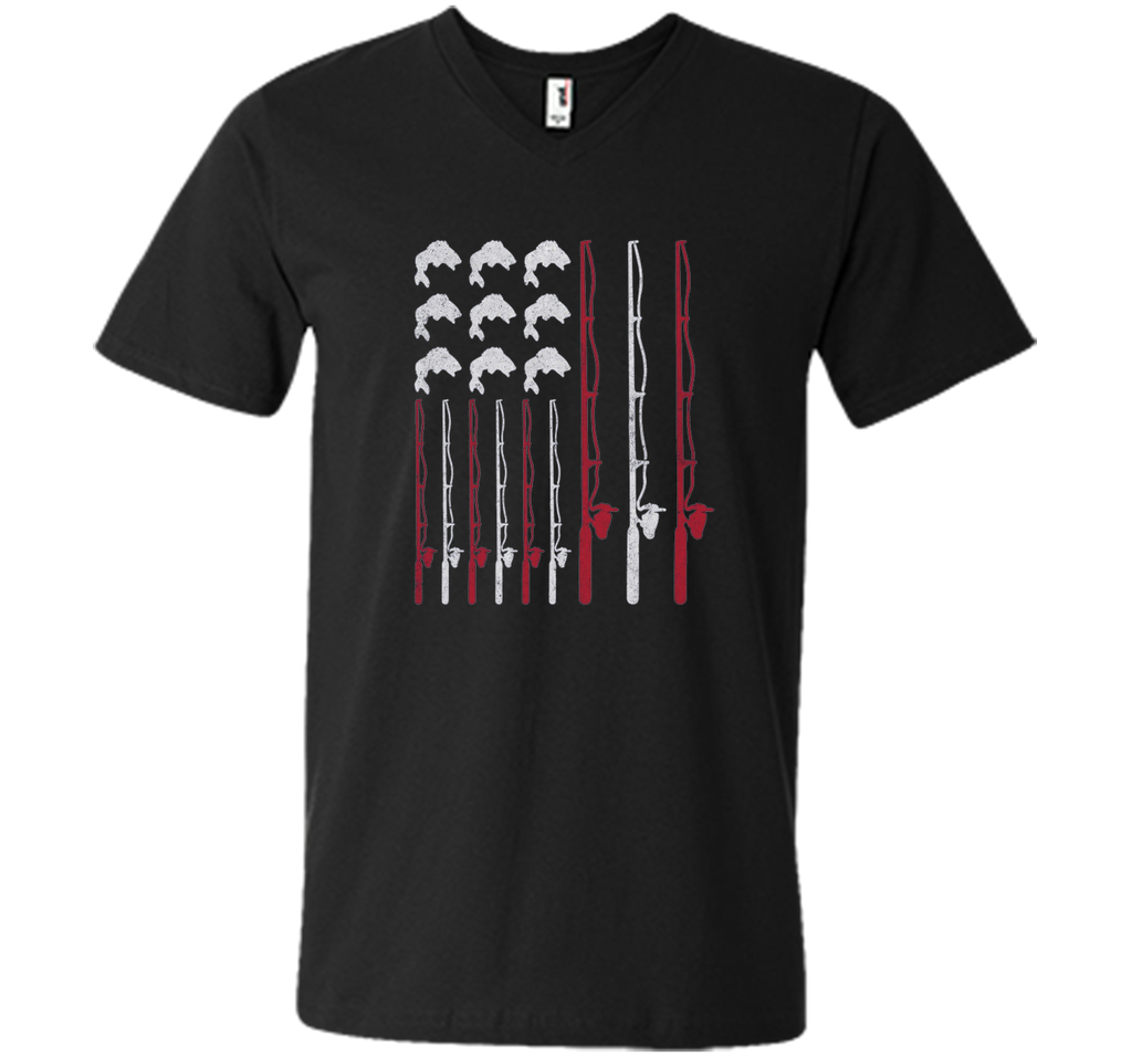 USA Fishing Rod & Bass American Flag Fishing T Shirt