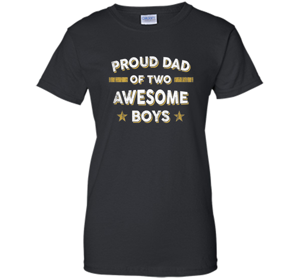 Men's Proud Dad of 2 Two Awesome Boys T Shirt (Father Papa Daddy)