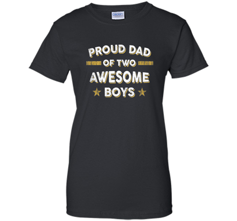 Men's Proud Dad of 2 Two Awesome Boys T Shirt (Father Papa Daddy)